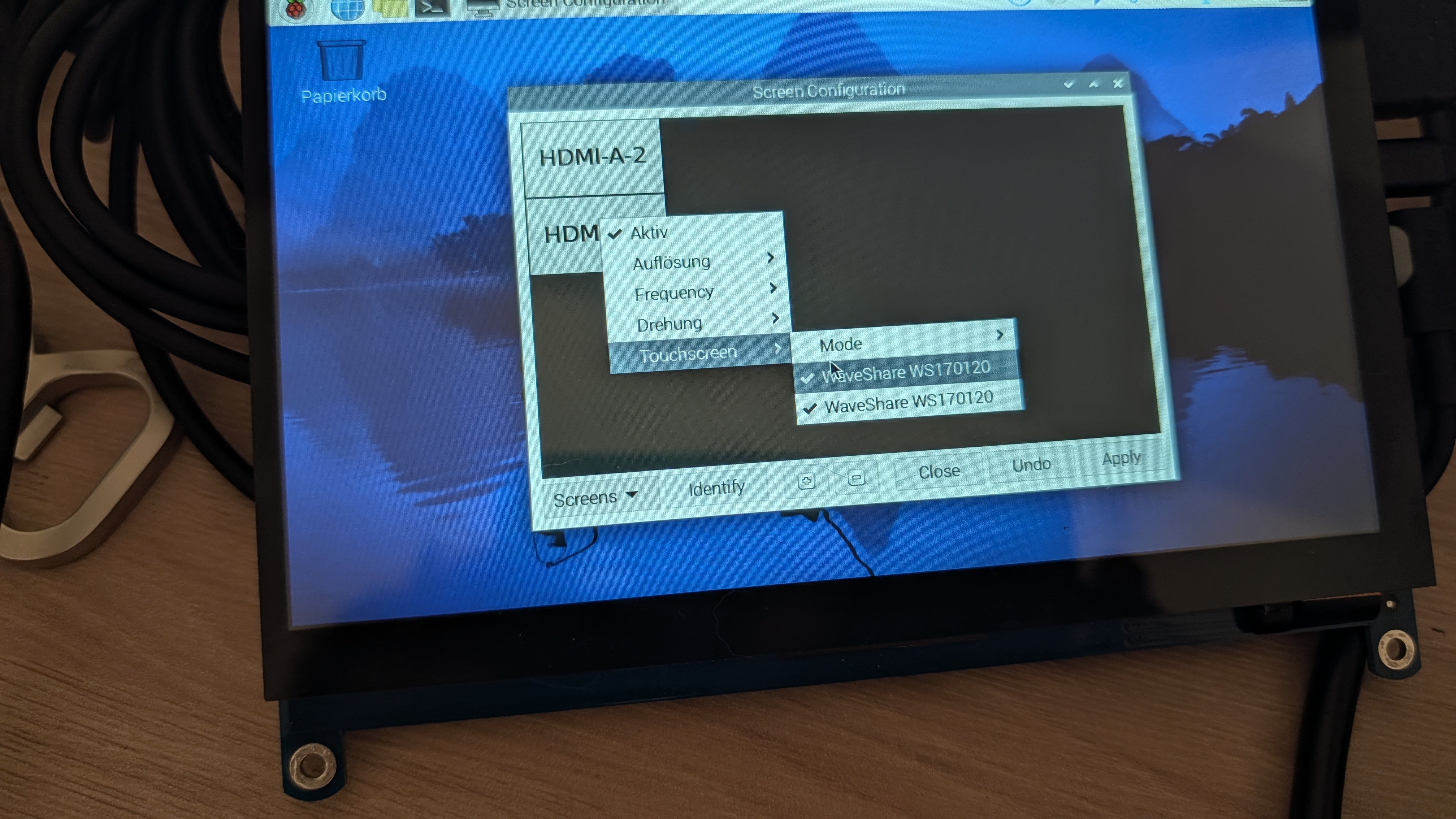 screen configuration touchscreen (if you select one, both get checked)
